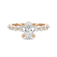 Soraya Oval Solitaire with Hidden Halo and Full Round Accent Stones