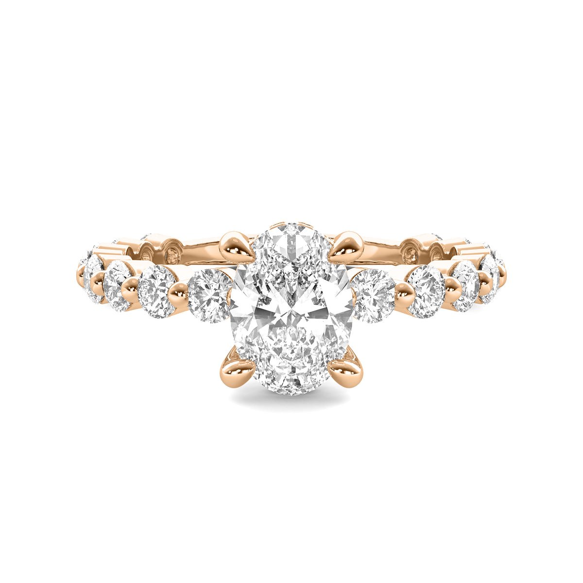 Soraya Oval Solitaire with Hidden Halo and Full Round Accent Stones