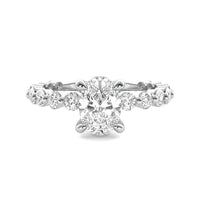 Soraya Oval Solitaire with Hidden Halo and Full Round Accent Stones