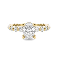 Soraya Oval Solitaire with Hidden Halo and Full Round Accent Stones