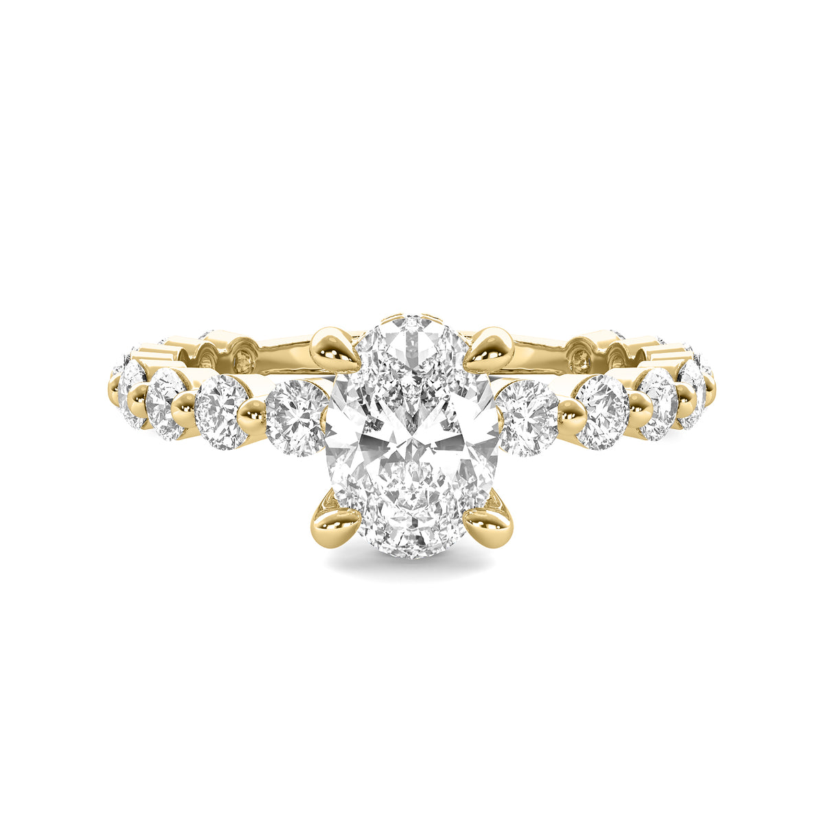Soraya Oval Solitaire with Hidden Halo and Full Round Accent Stones