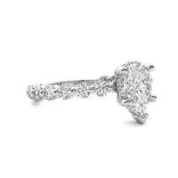 Lucienne Pear Solitaire with Hidden Halo and Full Round Accent Stones