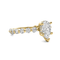 Lucienne Pear Solitaire with Hidden Halo and Full Round Accent Stones