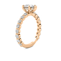 Lucienne Pear Solitaire with Hidden Halo and Full Round Accent Stones