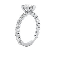 Lucienne Pear Solitaire with Hidden Halo and Full Round Accent Stones