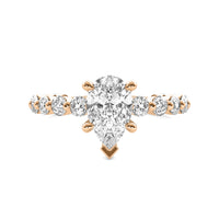 Lucienne Pear Solitaire with Hidden Halo and Full Round Accent Stones
