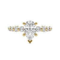 Lucienne Pear Solitaire with Hidden Halo and Full Round Accent Stones