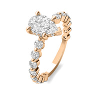 Lucienne Pear Solitaire with Hidden Halo and Full Round Accent Stones