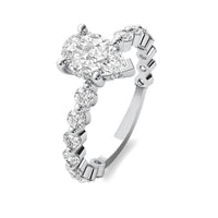 Lucienne Pear Solitaire with Hidden Halo and Full Round Accent Stones