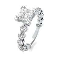 Alouette Princess Solitaire with Hidden Halo and Full Round Accent Stones