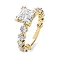 Alouette Princess Solitaire with Hidden Halo and Full Round Accent Stones
