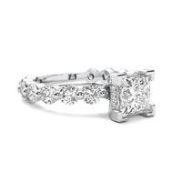 Alouette Princess Solitaire with Hidden Halo and Full Round Accent Stones