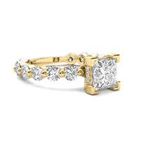 Alouette Princess Solitaire with Hidden Halo and Full Round Accent Stones