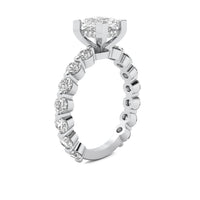 Alouette Princess Solitaire with Hidden Halo and Full Round Accent Stones