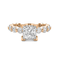 Alouette Princess Solitaire with Hidden Halo and Full Round Accent Stones