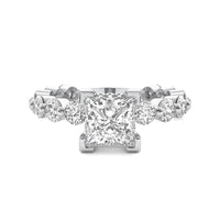 Alouette Princess Solitaire with Hidden Halo and Full Round Accent Stones