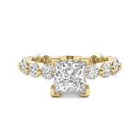 Alouette Princess Solitaire with Hidden Halo and Full Round Accent Stones