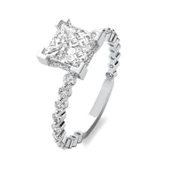 Alouette Princess Solitaire with Hidden Halo and Full Round Accent Stones