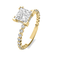 Alouette Princess Solitaire with Hidden Halo and Full Round Accent Stones