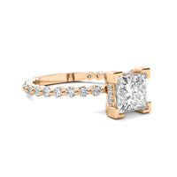 Alouette Princess Solitaire with Hidden Halo and Full Round Accent Stones