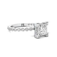 Alouette Princess Solitaire with Hidden Halo and Full Round Accent Stones