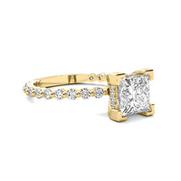 Alouette Princess Solitaire with Hidden Halo and Full Round Accent Stones