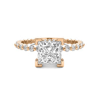 Alouette Princess Solitaire with Hidden Halo and Full Round Accent Stones