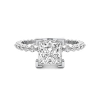 Alouette Princess Solitaire with Hidden Halo and Full Round Accent Stones