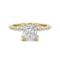 Alouette Princess Solitaire with Hidden Halo and Full Round Accent Stones
