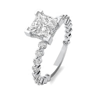 Alouette Princess Solitaire with Hidden Halo and Full Round Accent Stones