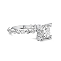 Alouette Princess Solitaire with Hidden Halo and Full Round Accent Stones
