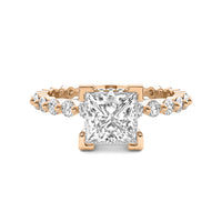 Alouette Princess Solitaire with Hidden Halo and Full Round Accent Stones