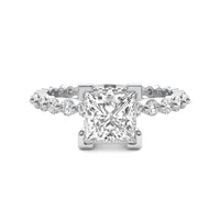 Alouette Princess Solitaire with Hidden Halo and Full Round Accent Stones