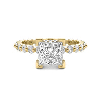 Alouette Princess Solitaire with Hidden Halo and Full Round Accent Stones