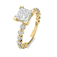Alouette Princess Solitaire with Hidden Halo and Full Round Accent Stones