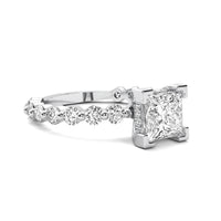 Alouette Princess Solitaire with Hidden Halo and Full Round Accent Stones