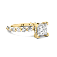 Alouette Princess Solitaire with Hidden Halo and Full Round Accent Stones
