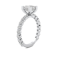 Alouette Princess Solitaire with Hidden Halo and Full Round Accent Stones