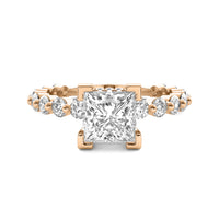 Alouette Princess Solitaire with Hidden Halo and Full Round Accent Stones