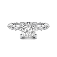 Alouette Princess Solitaire with Hidden Halo and Full Round Accent Stones