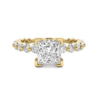 Alouette Princess Solitaire with Hidden Halo and Full Round Accent Stones