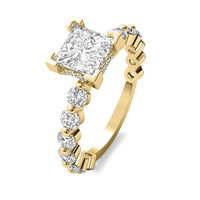 Alouette Princess Solitaire with Hidden Halo and Full Round Accent Stones