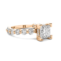 Alouette Princess Solitaire with Hidden Halo and Full Round Accent Stones