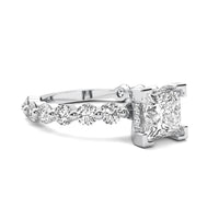 Alouette Princess Solitaire with Hidden Halo and Full Round Accent Stones