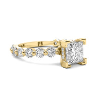 Alouette Princess Solitaire with Hidden Halo and Full Round Accent Stones