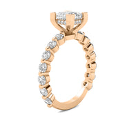 Alouette Princess Solitaire with Hidden Halo and Full Round Accent Stones
