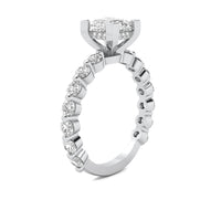 Alouette Princess Solitaire with Hidden Halo and Full Round Accent Stones