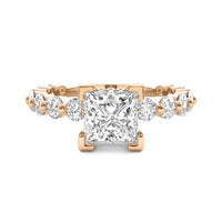 Alouette Princess Solitaire with Hidden Halo and Full Round Accent Stones