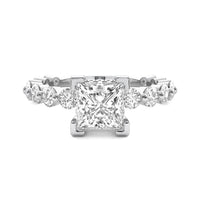 Alouette Princess Solitaire with Hidden Halo and Full Round Accent Stones