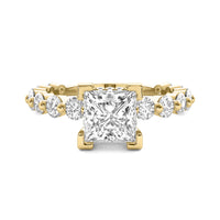 Alouette Princess Solitaire with Hidden Halo and Full Round Accent Stones